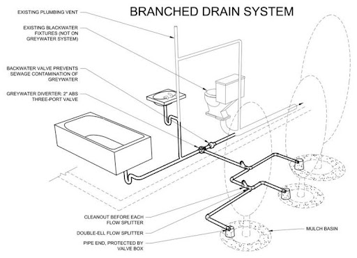 Diagram of a branched drain system